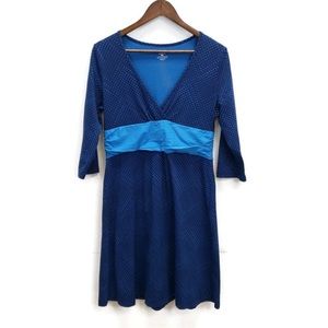 Patagonia Womens Two Tone Blue 3/4 Sleeve V Neck Knee Length Dress